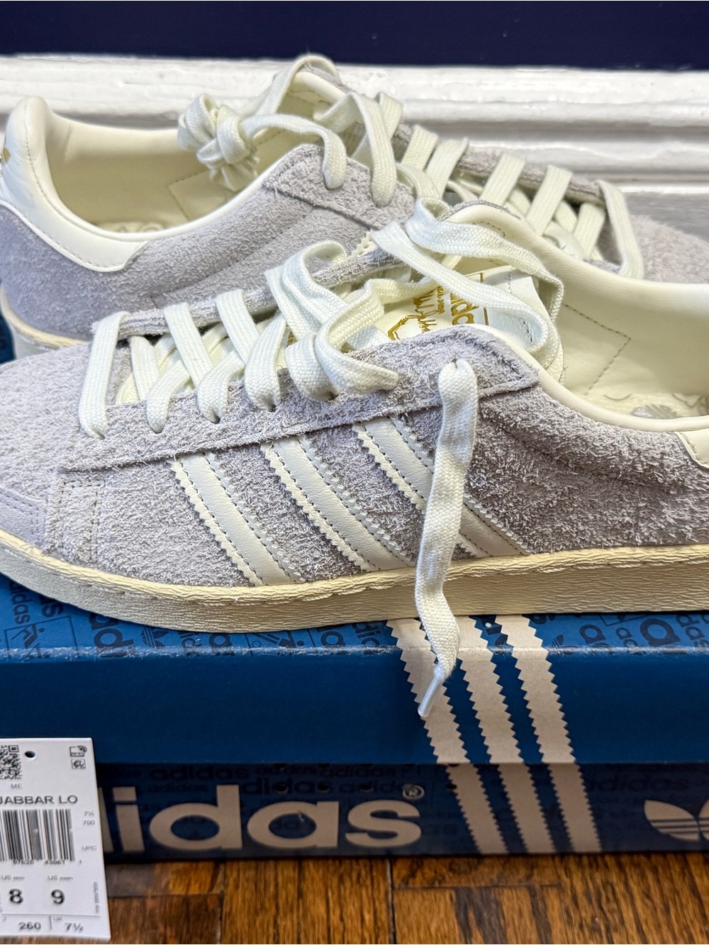adidas Jabbar Lo Suede Sneakers in Light Gray and Cream